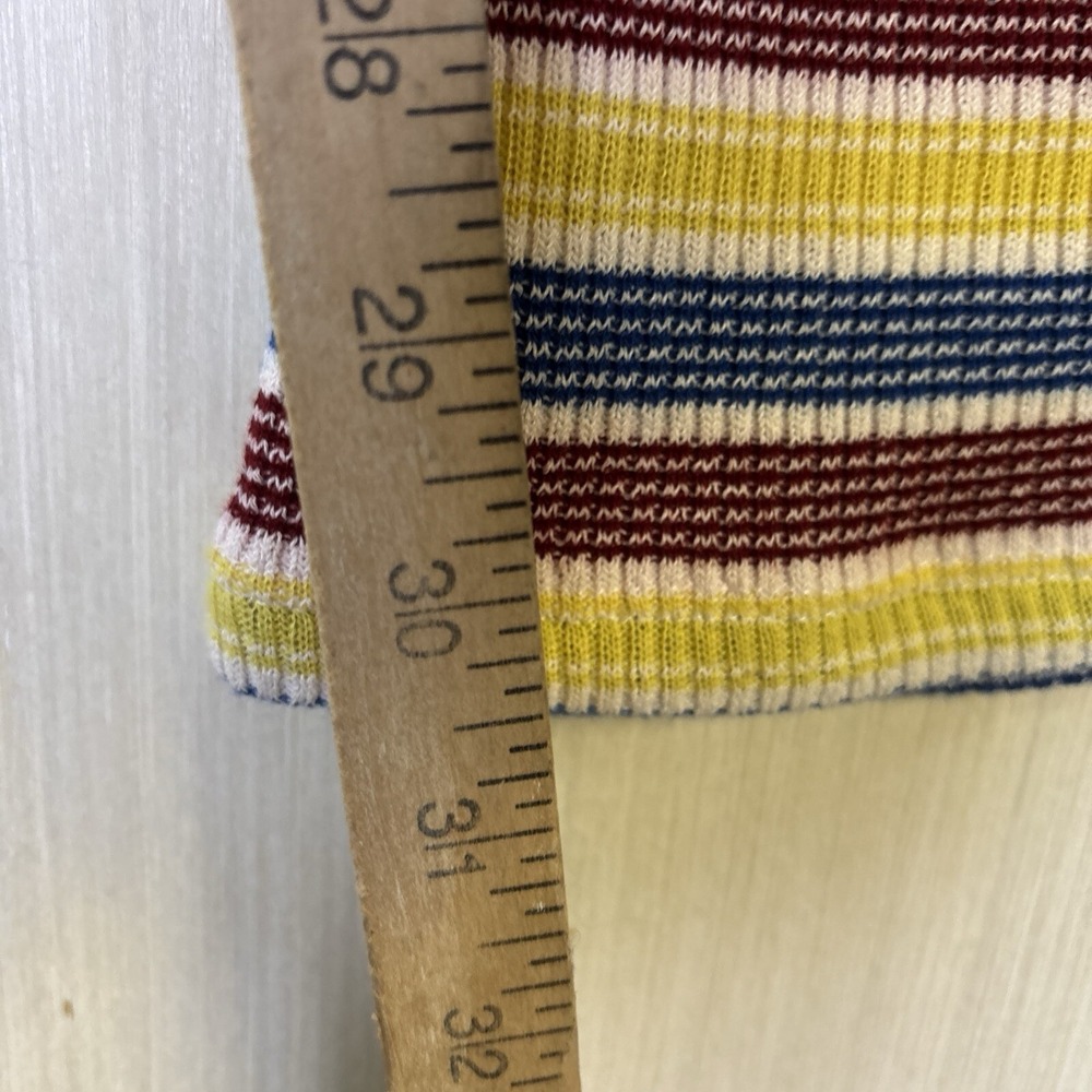 Zara Pants Womens Sz S Knit Striped Colorful Pull On Yellow Red Blue Ribbed - Picture 8 of 12